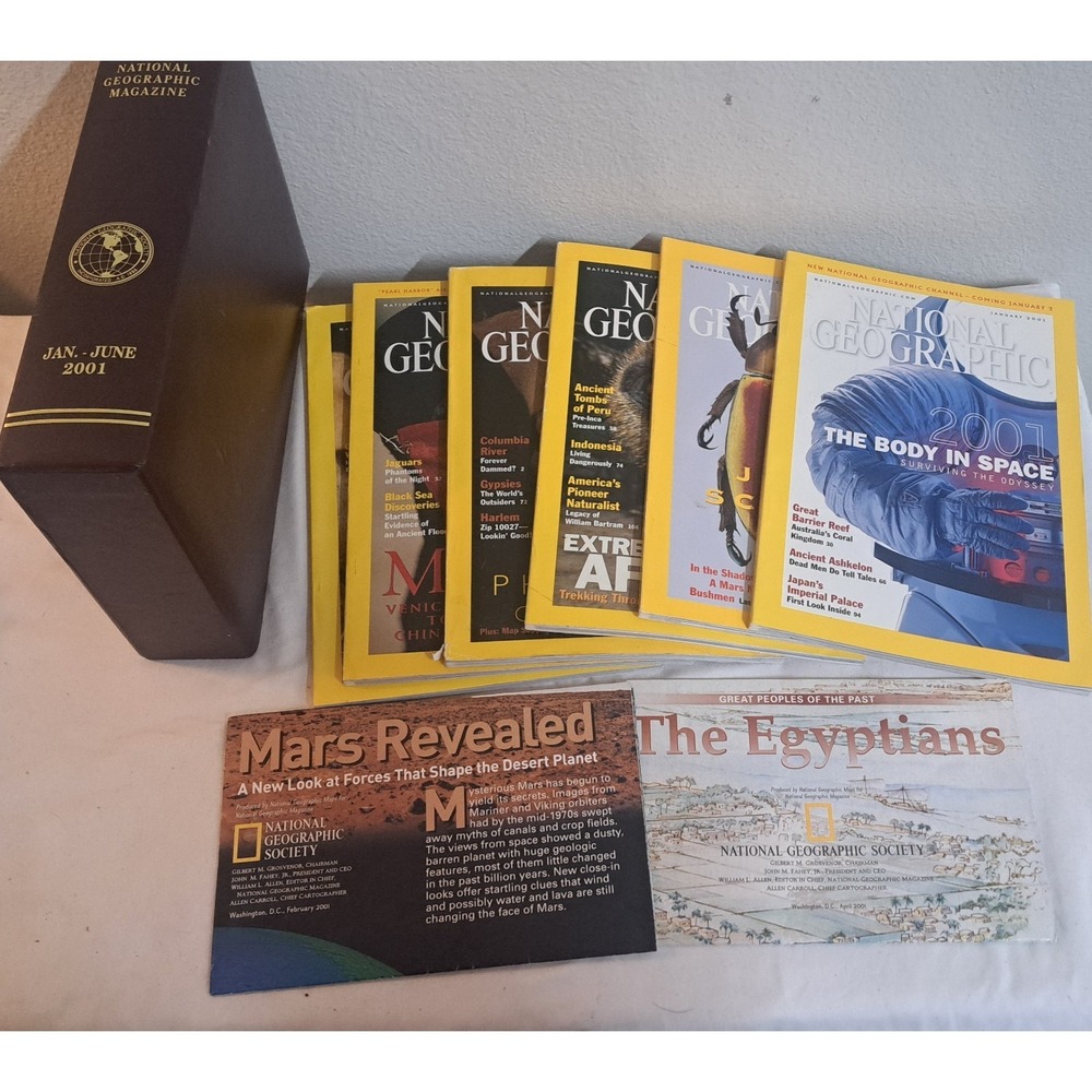 National Geographic Magazine Bound Collection Jan–June 2001 Hardcover Archive...